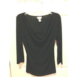 Vintage Caviar Women's Shirt Black Gold Polyester Spandex Size Large